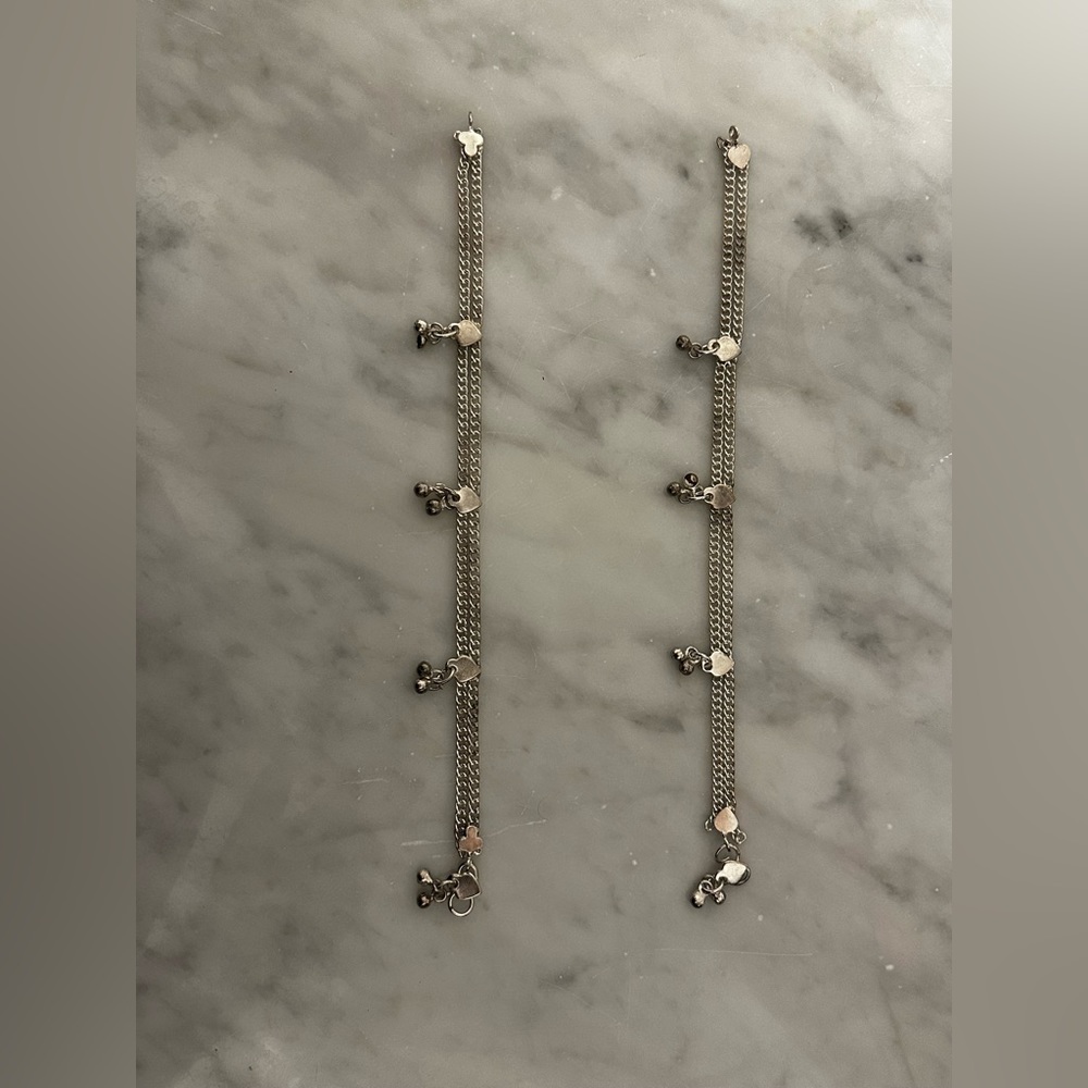 Vintage Silver Anklets With Tiny Bell Charms. 10i… - image 4